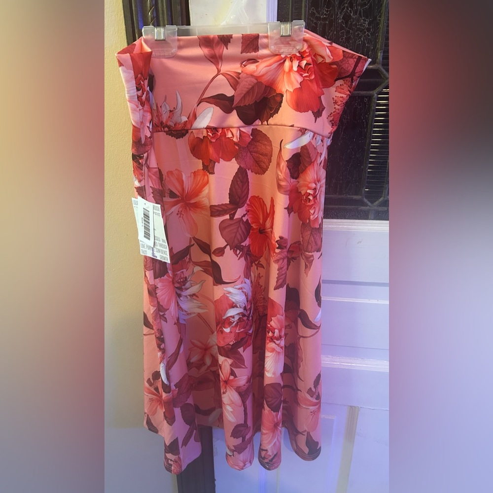 NEW with Tags LuLaRoe Pink Tropical Floral A-Line Skirt